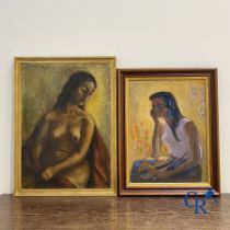 2 Paintings: Guy Cambier and J. Demeulemeester. Oil on canvas.