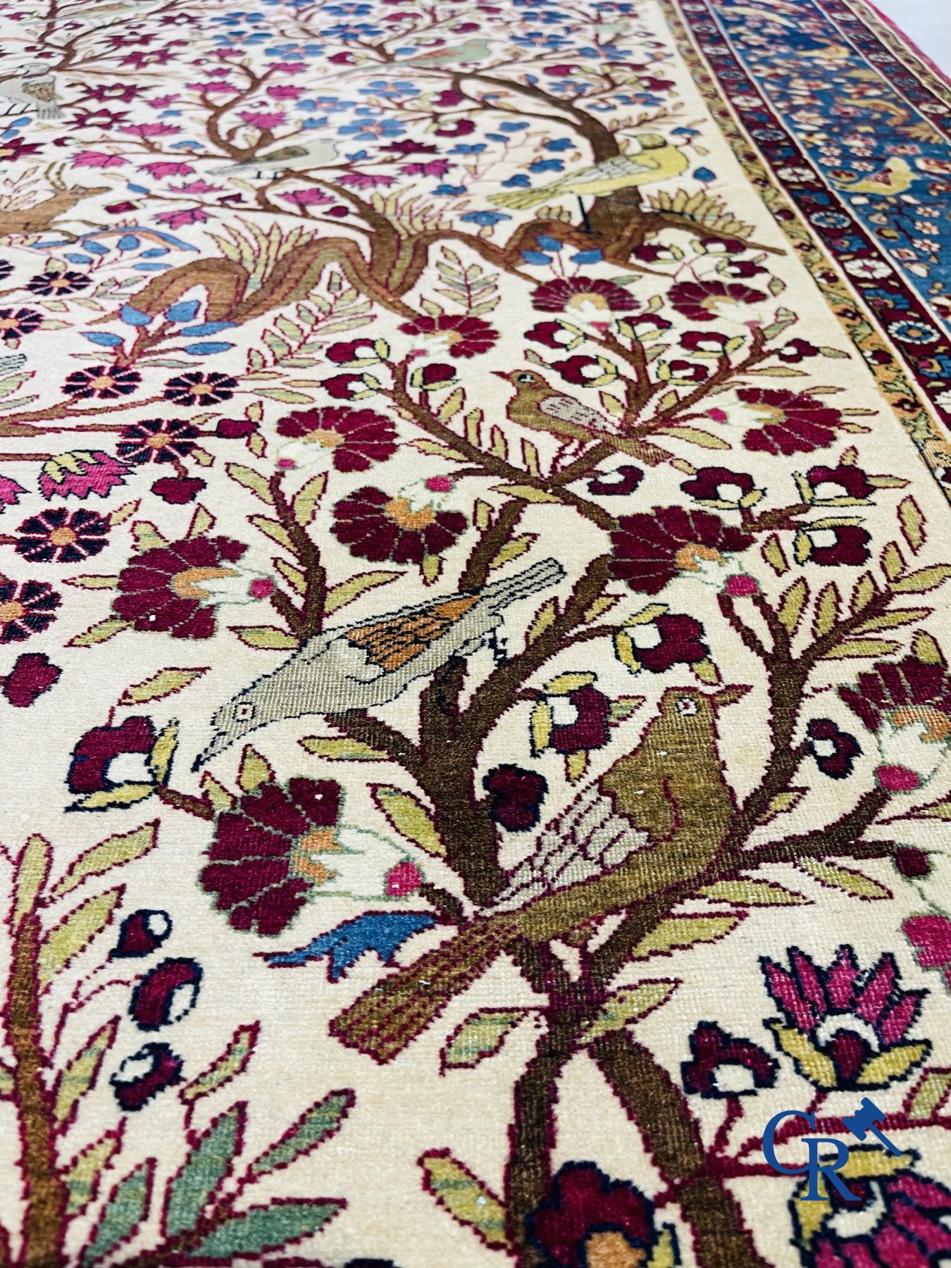 Oriental carpets: Antique oriental carpet with a decor of animals and birds in the forest. - Image 8 of 10