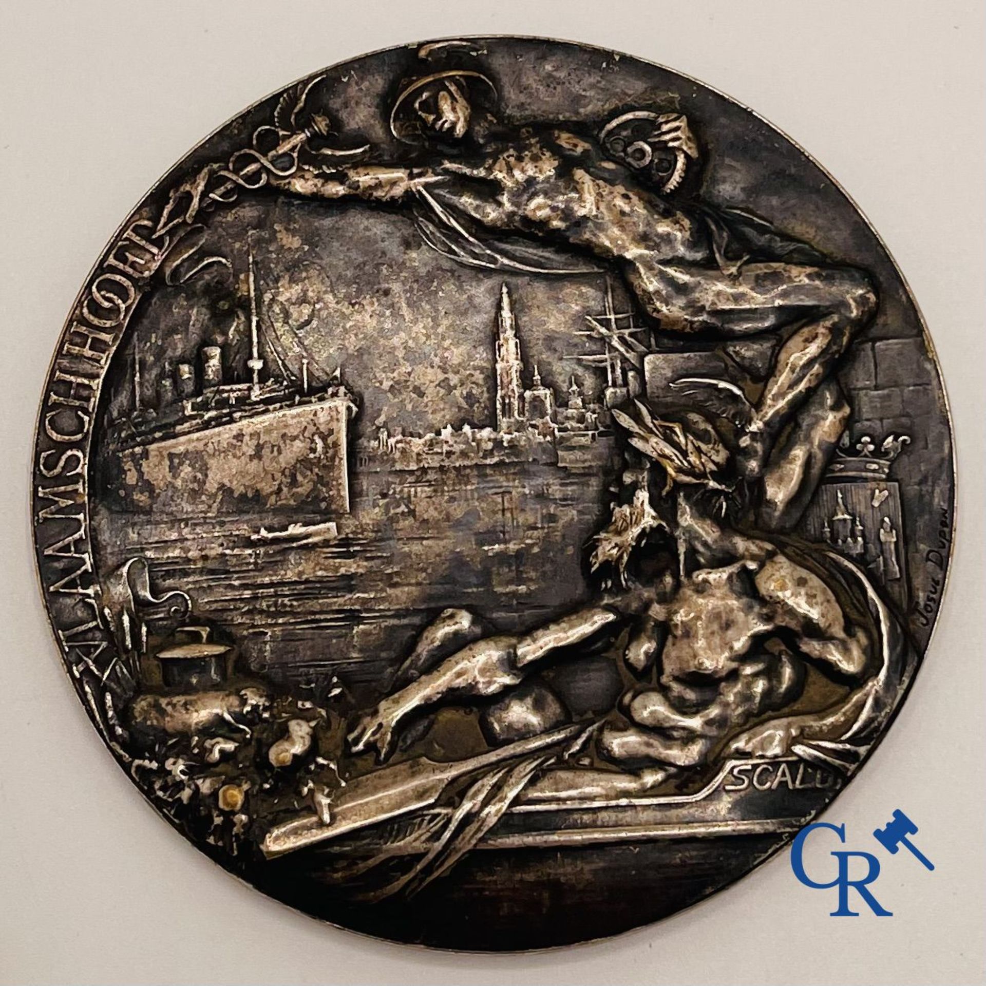 Josuë Dupon: Rare medal: Border change Province of Antwerp and East Flanders. Flemish Head. - Image 3 of 3