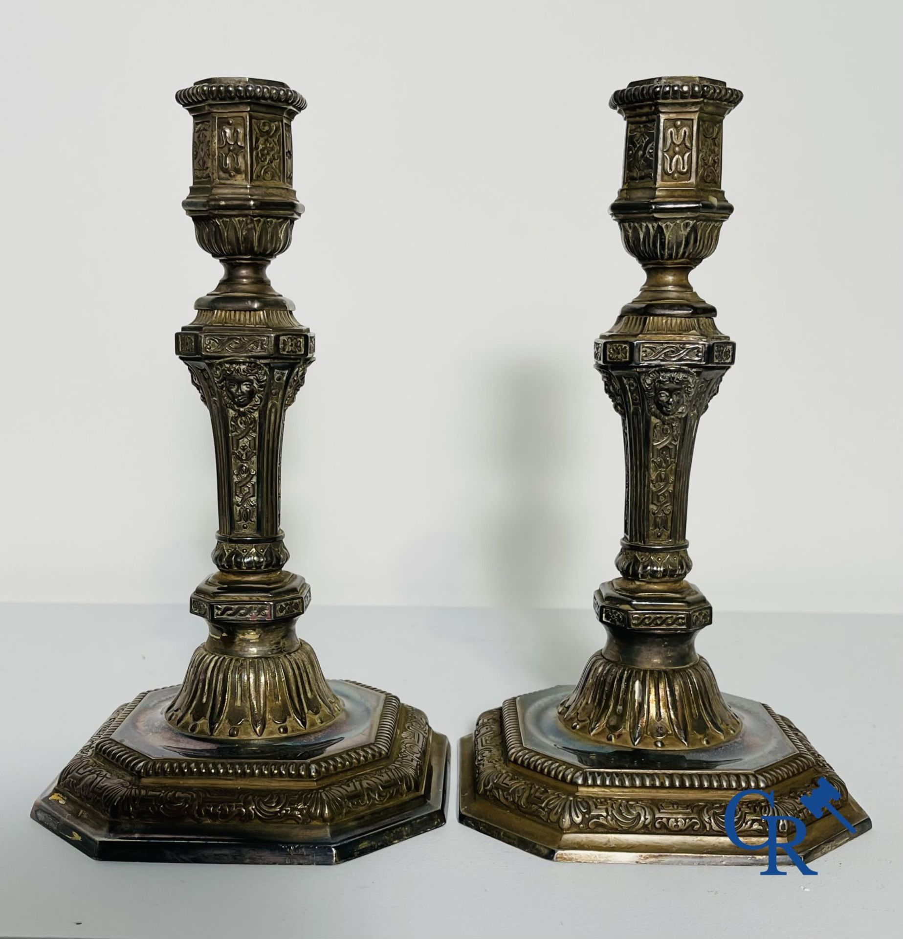 An Art Deco vase Val Saint Lambert, a pair of candlesticks Christofle model Duperier and a large vas - Image 9 of 13