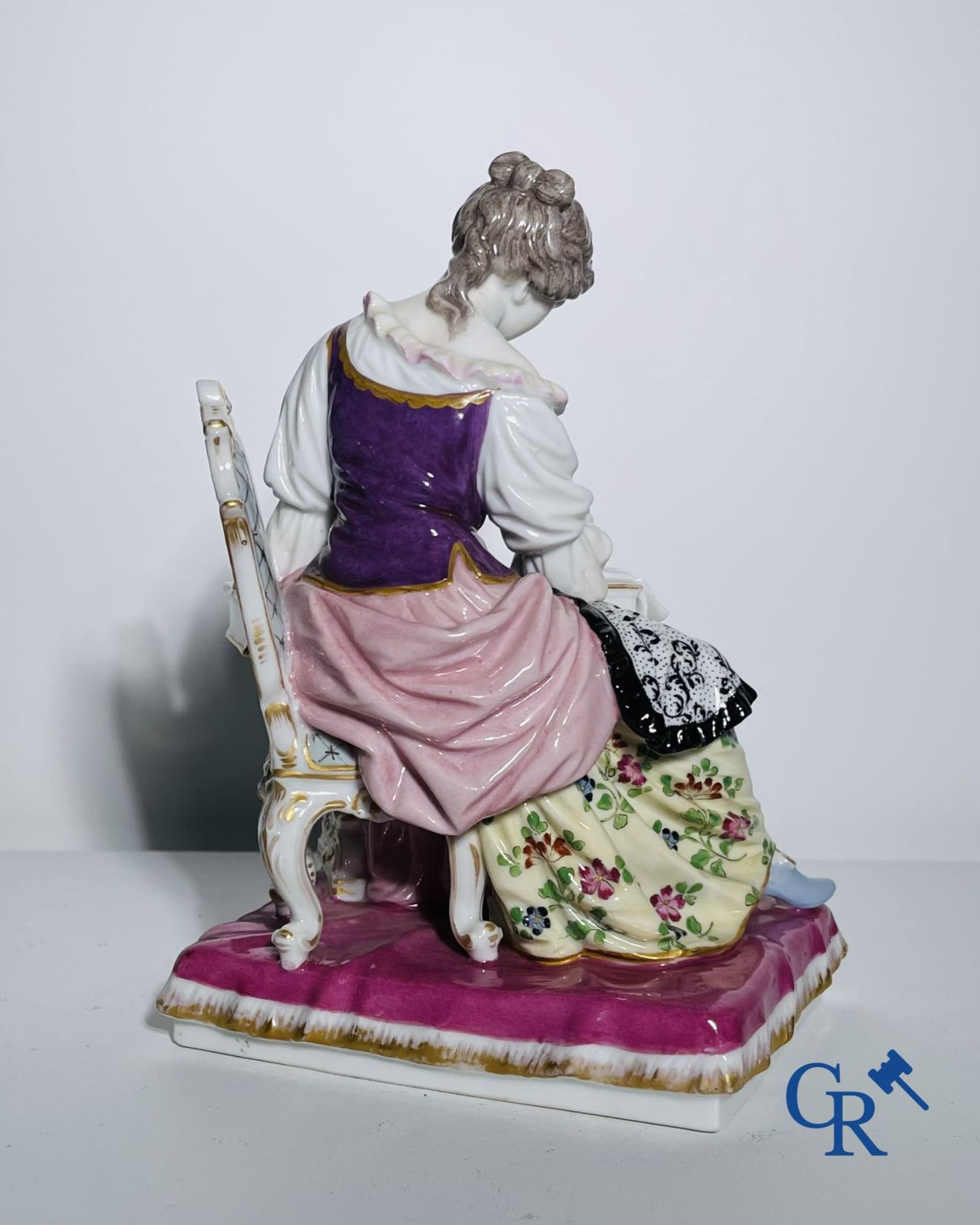 Porcelain: Dressel & Kister Passau: Lady on harpsichord. - Image 4 of 8