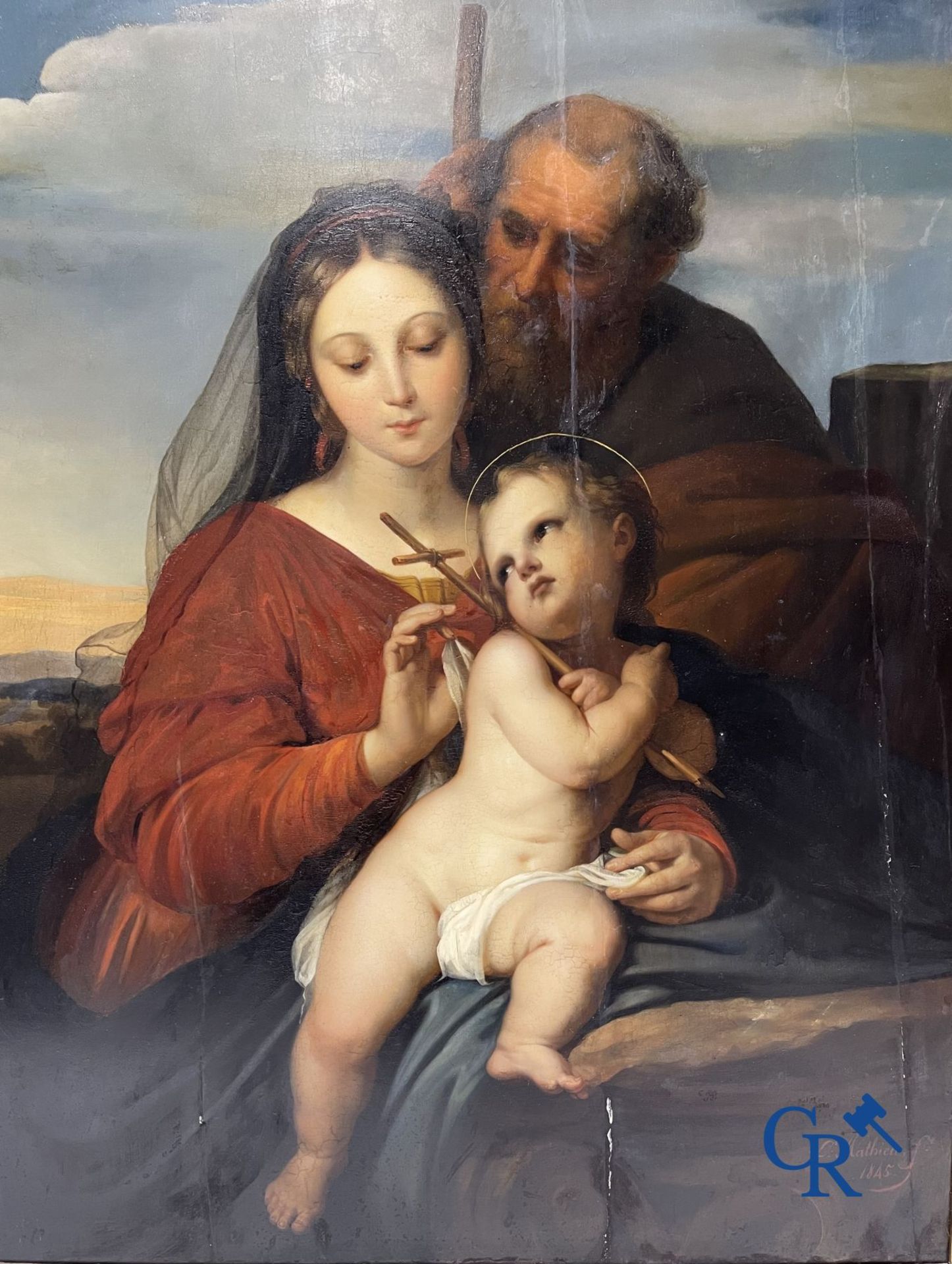 Painting: Lambert Mathieu (Bury 1804 - Leuven 1861) Holy Family in the manner of Raphael Sanzio. Oil - Bild 7 aus 11