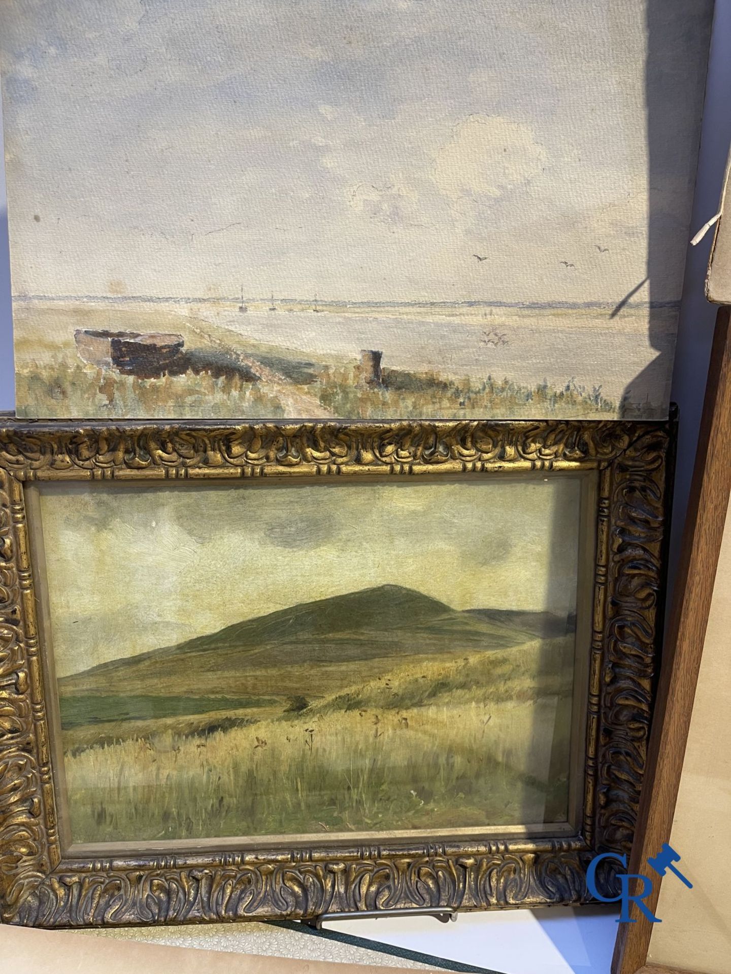 Interesting lot with gouaches and pastel drawings. Period 1880-1920. - Image 8 of 20