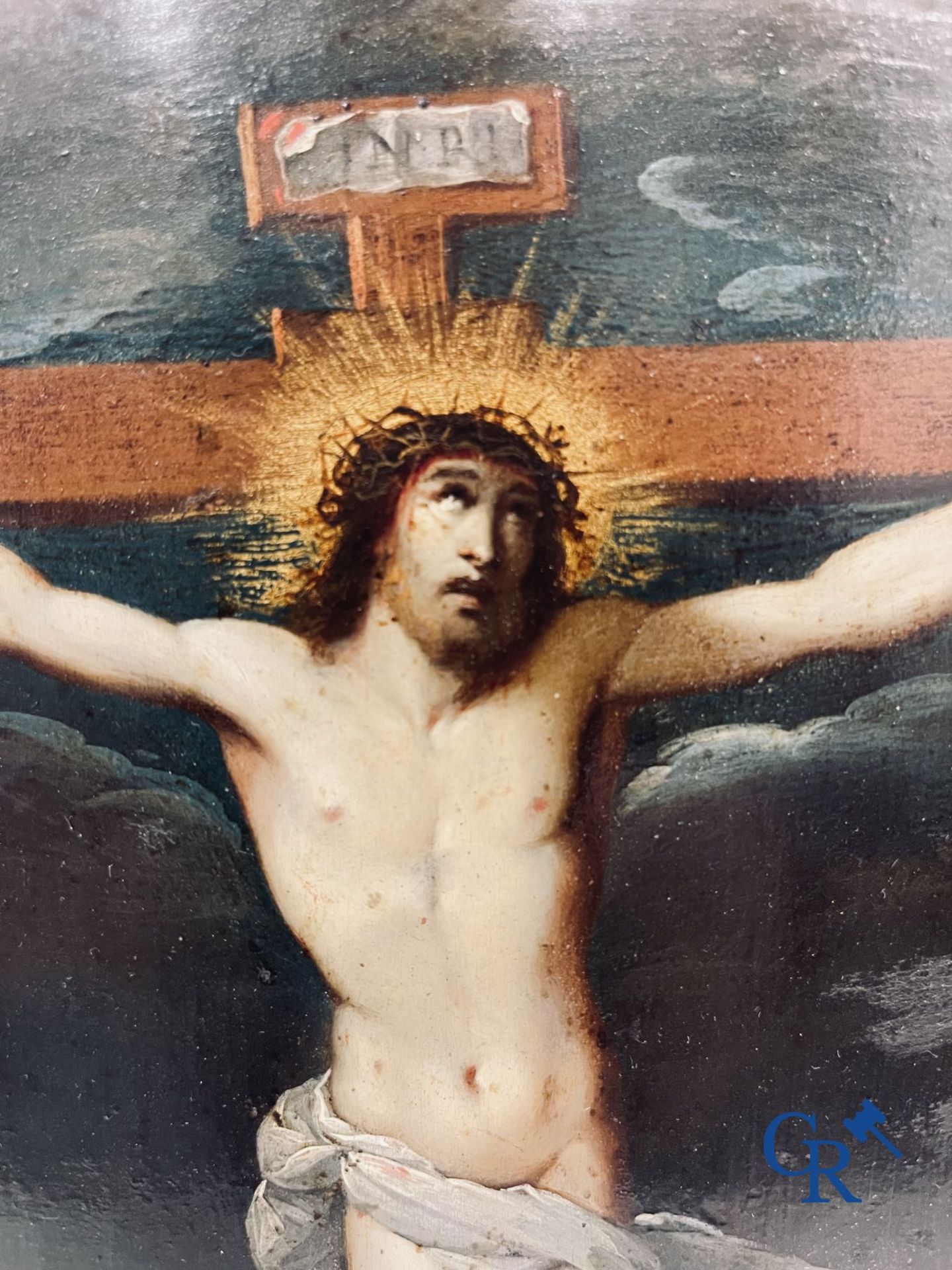 Flemish school: Christ on the cross. Oil on copper. 16th-17th century. - Bild 6 aus 12