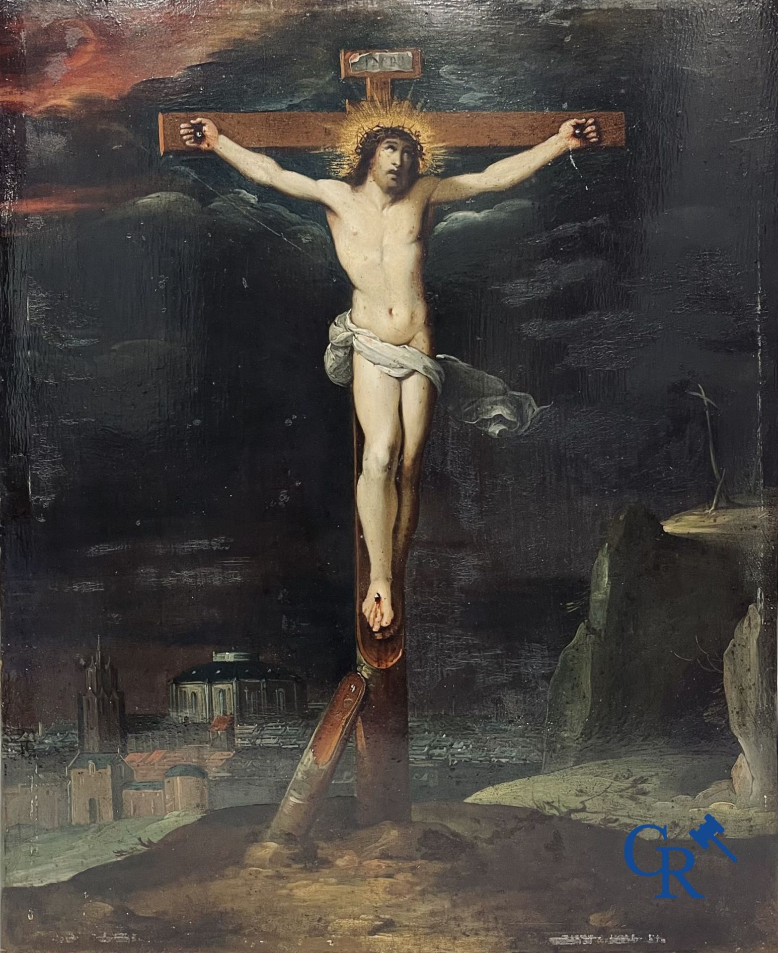 Flemish school: Christ on the cross. Oil on copper. 16th-17th century. - Bild 2 aus 12