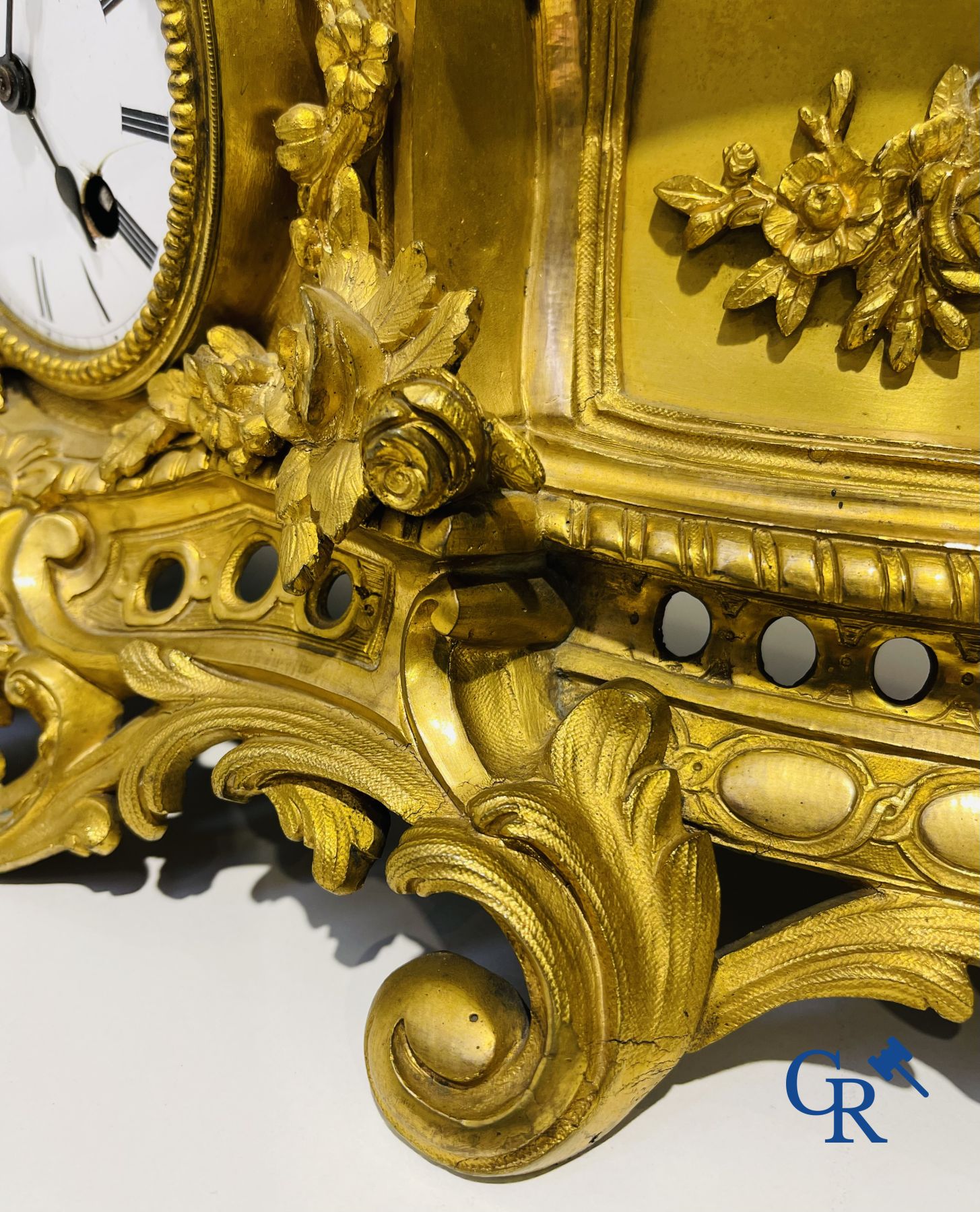 Bronze gilded clock with a romantic performance. 19th century. - Image 8 of 9