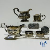 Silver: Interesting lot with antique English silver. (various hallmarks) 18th-19th century.