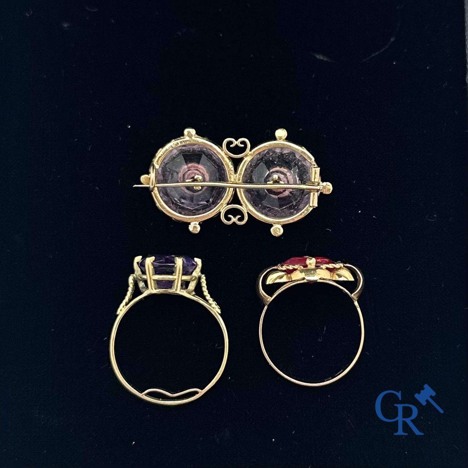 Jewels: Lot of 2 rings in gold 18K and a brooch in gold 18K. - Bild 3 aus 7