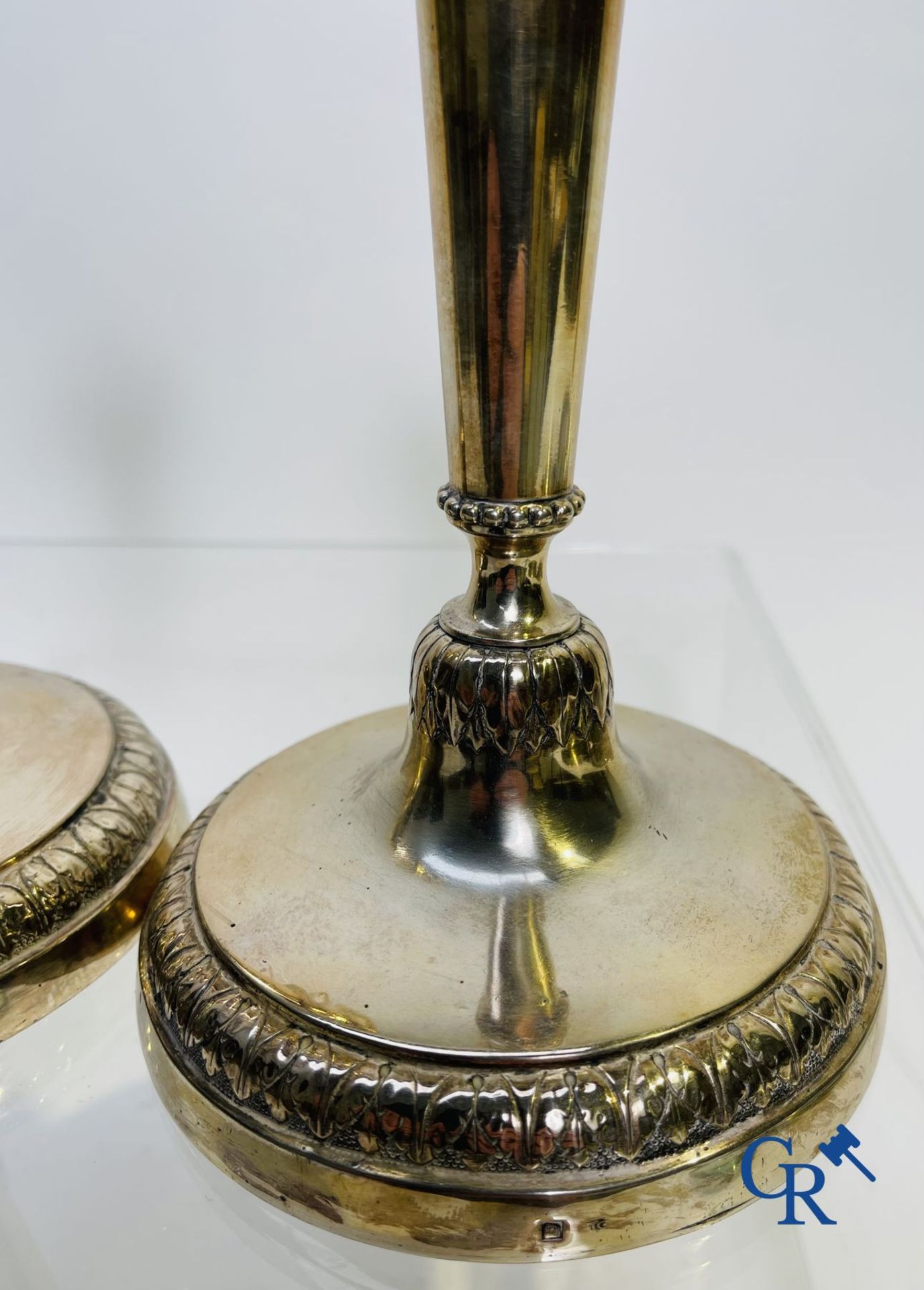 Silver: Pair of silver candlesticks probably Namur, Jean-Baptiste Fallon. - Bild 7 aus 23
