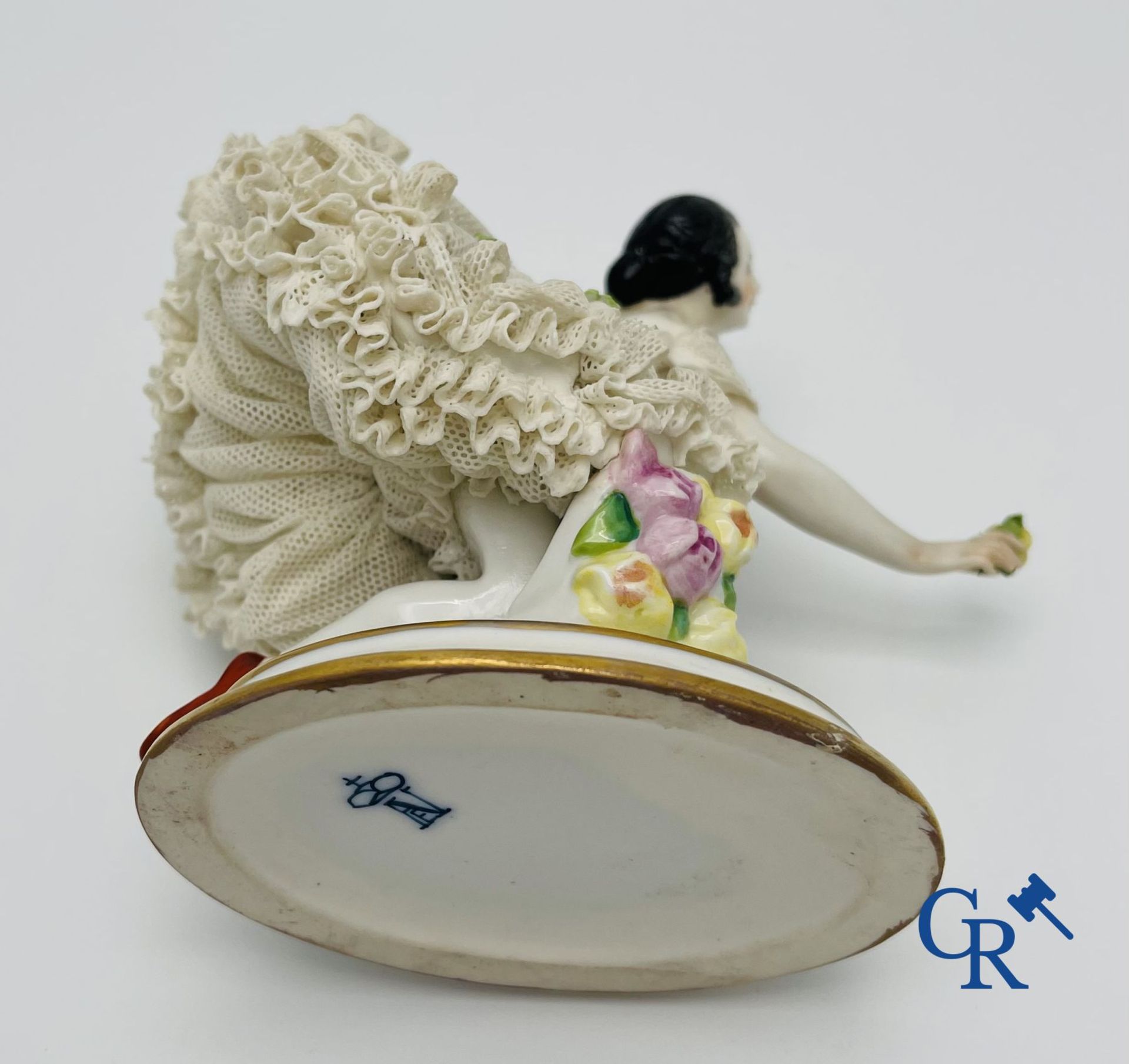 Volkstedt Rudolstadt: 3 dancers in fine porcelain, lace porcelain. - Image 14 of 20