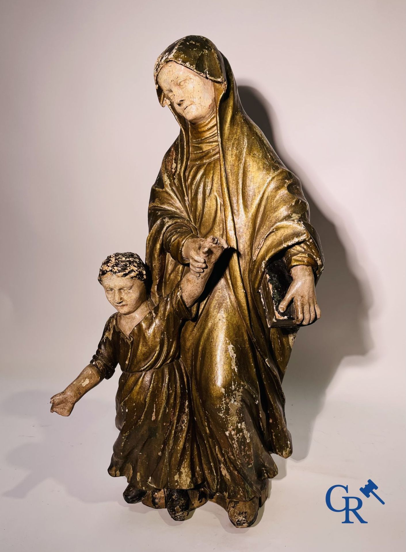 Wooden statue in polychrome wood 18th century. - Image 3 of 11