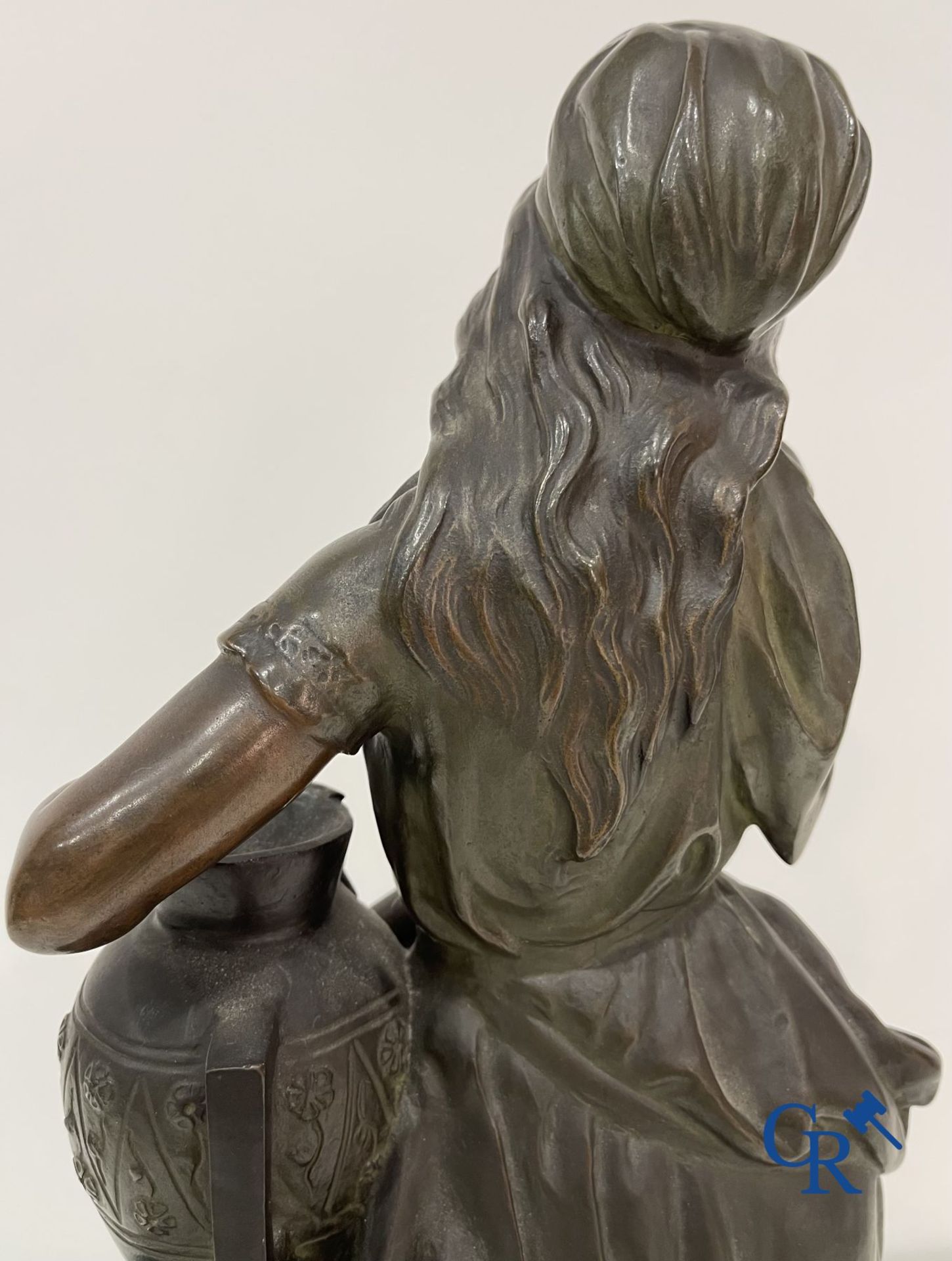 Edmond Lefever: (Ypres 1839-Schaarbeek 1911) "Rebecca" oriental bronze statue. - Bild 14 aus 16