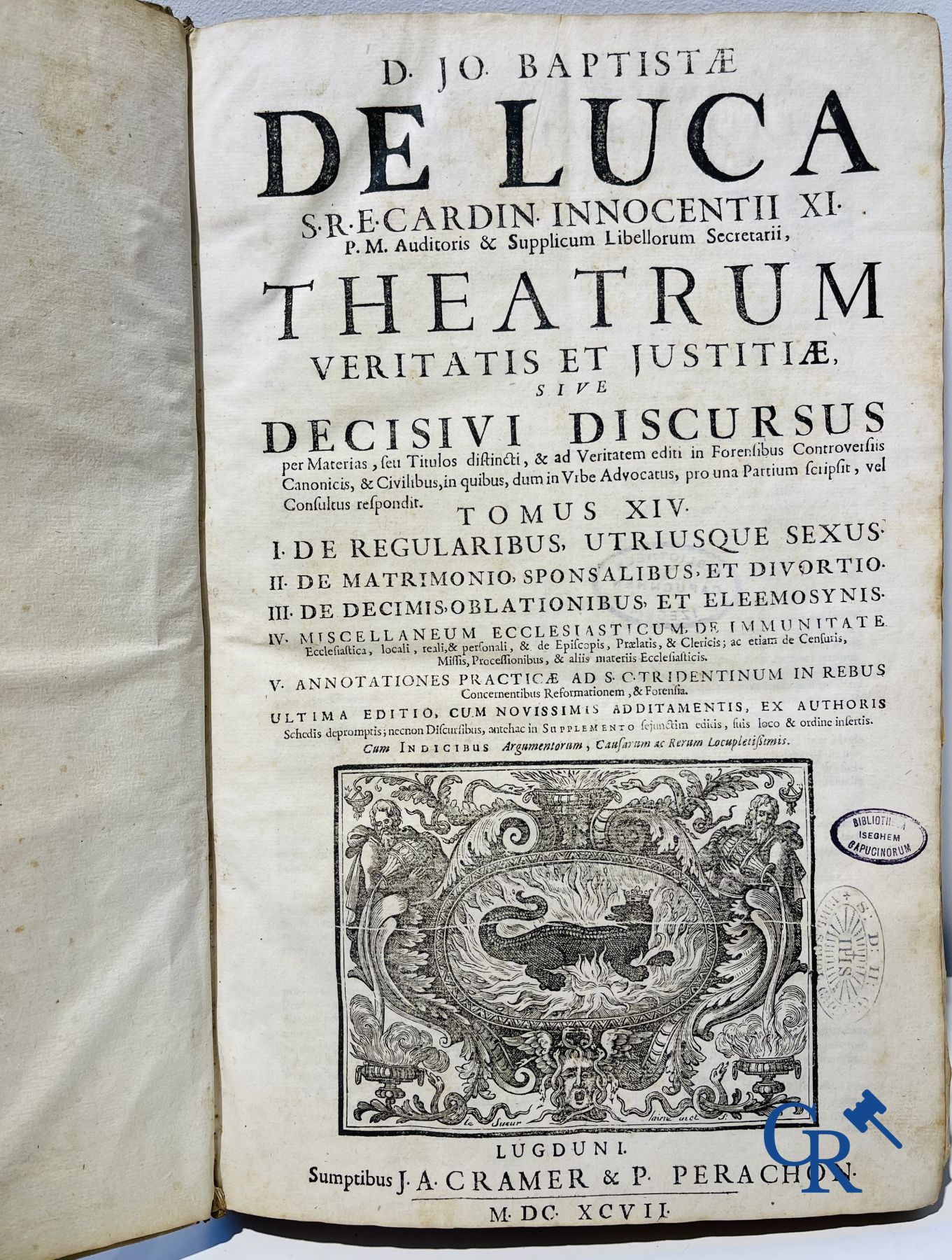 Early printed books: Giovanni Battista de Luca, Theatrum veritatis et justitiae. J.A. Cramer & Phili - Image 6 of 13