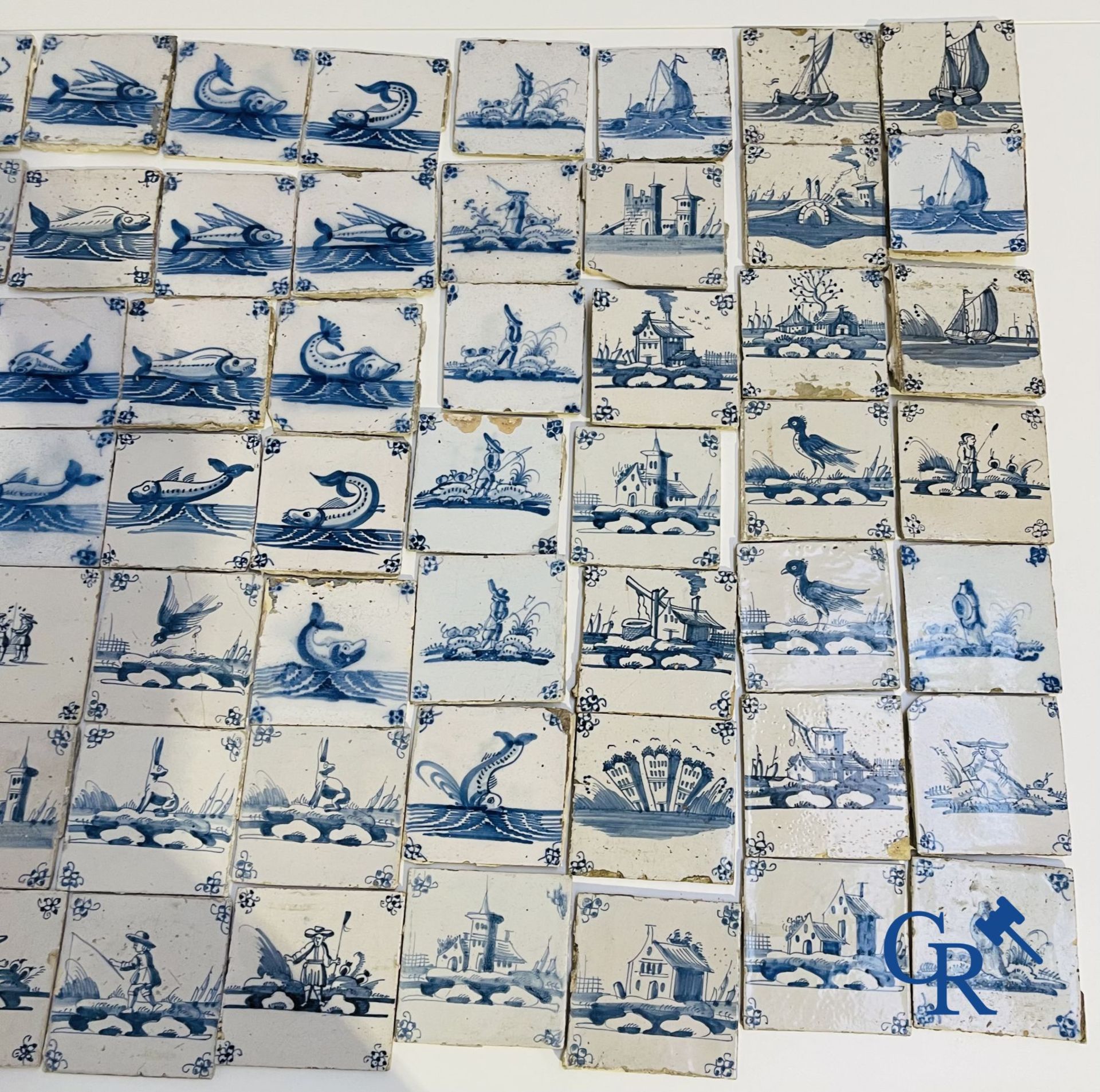 A large collection of various Delft tiles. 17th-18th century. - Image 8 of 23
