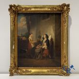 Dolard: Painting, oil on canvas. Family scene. 19th century.