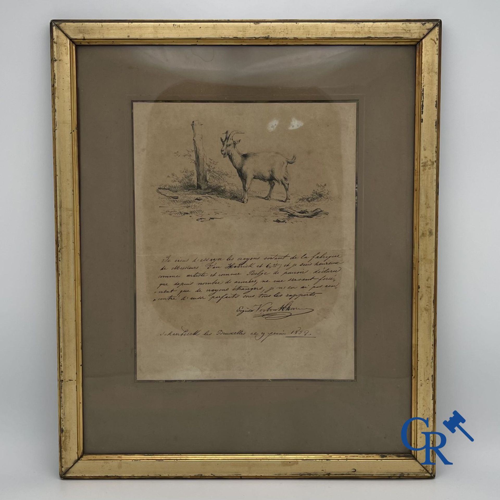 Eugène Verboeckhoven: Pencil and ink on paper. Signed and dated 1852. - Image 10 of 11