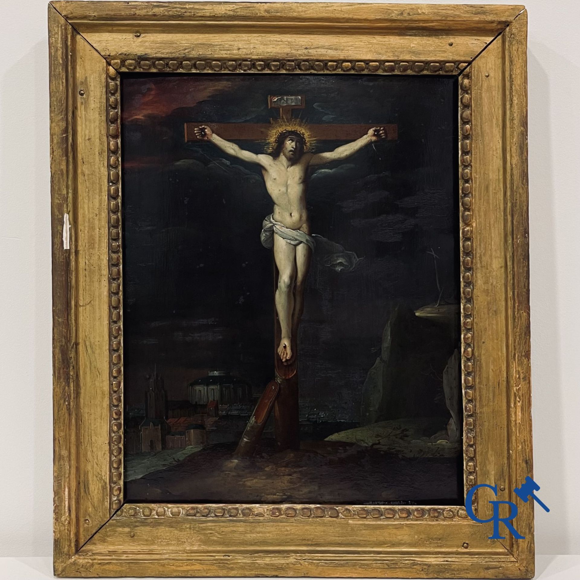 Flemish school: Christ on the cross. Oil on copper. 16th-17th century. - Bild 10 aus 12