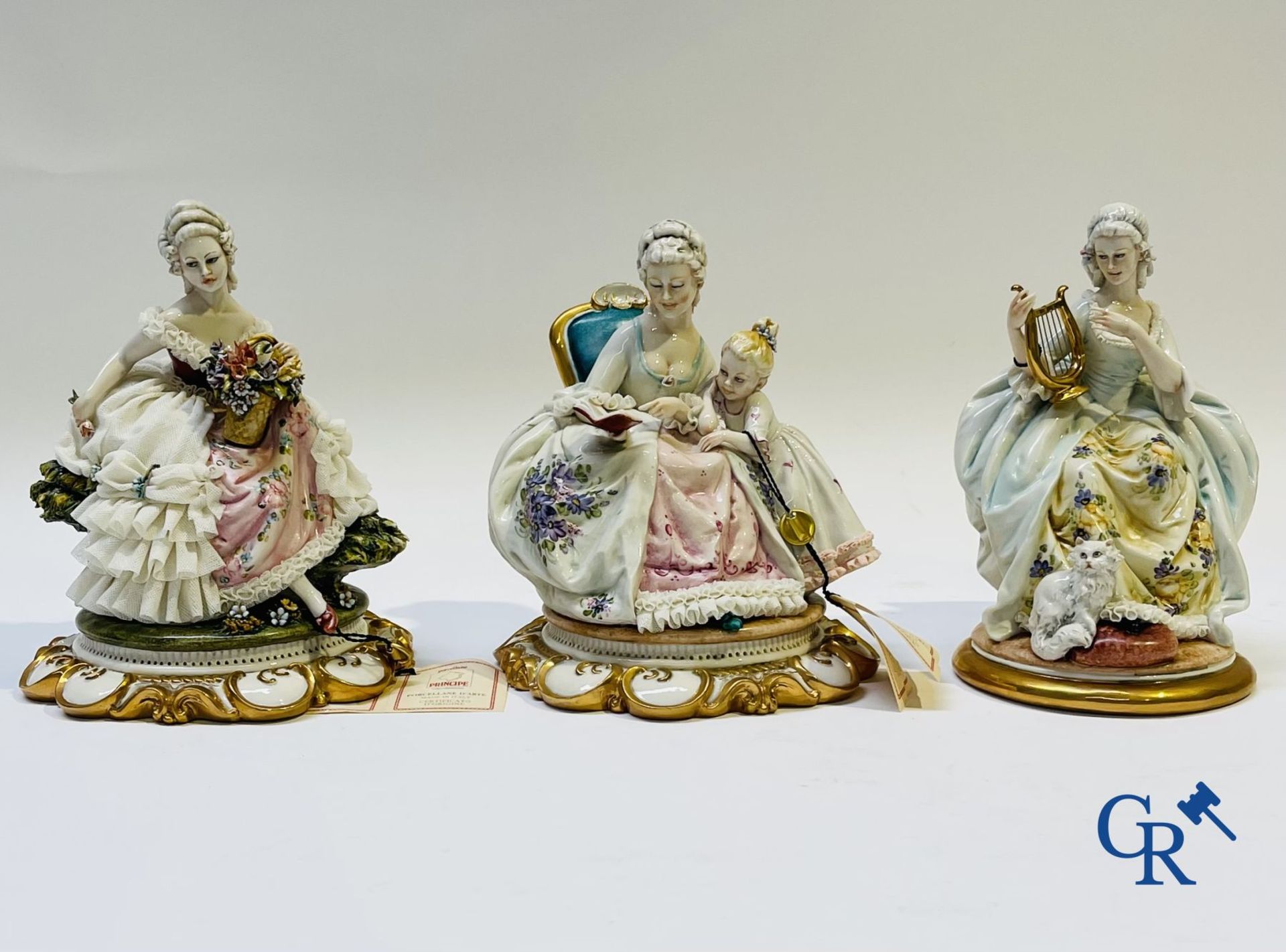 Porcelain: Capodimonte: 3 groups in Italian porcelain with lace. - Bild 2 aus 12