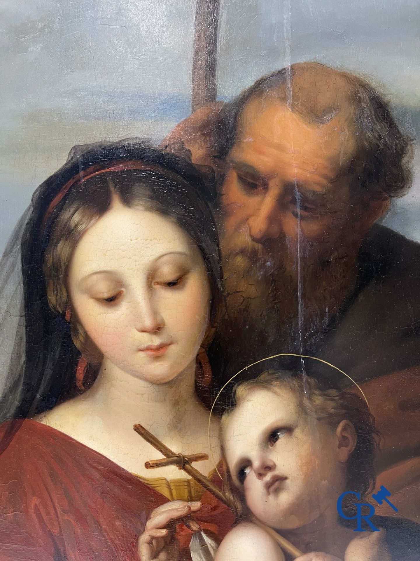 Painting: Lambert Mathieu (Bury 1804 - Leuven 1861) Holy Family in the manner of Raphael Sanzio. Oil - Bild 6 aus 11