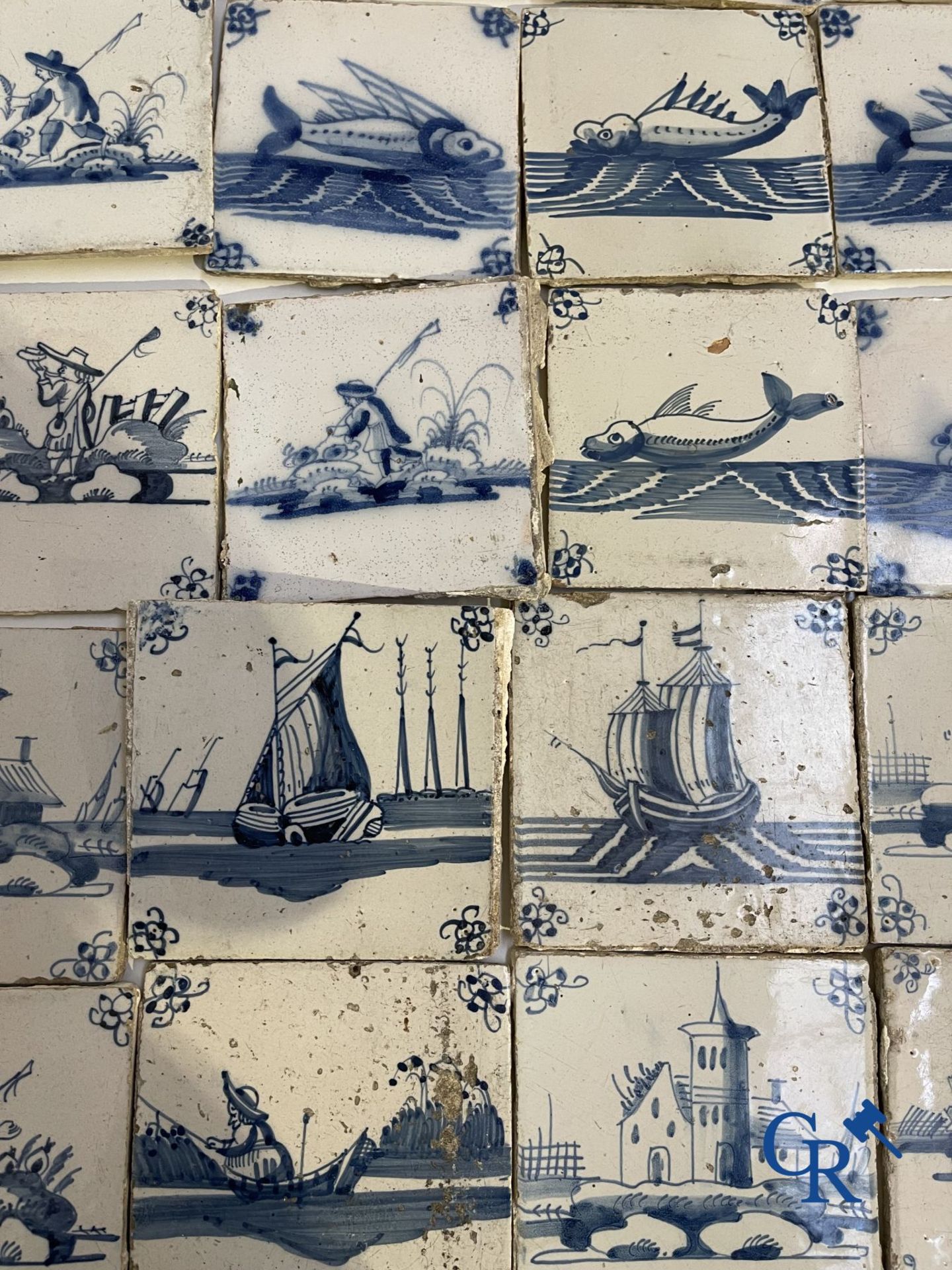 A large collection of various Delft tiles. 17th-18th century. - Image 12 of 23