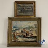 2 Paintings: Pierre Ernest Kohl, oil on canvas and unsigned, oil on panel.