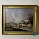 Painting: Winter fun: Oil on canvas. 19th century.