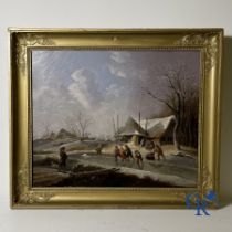 Painting: Winter fun: Oil on canvas. 19th century.