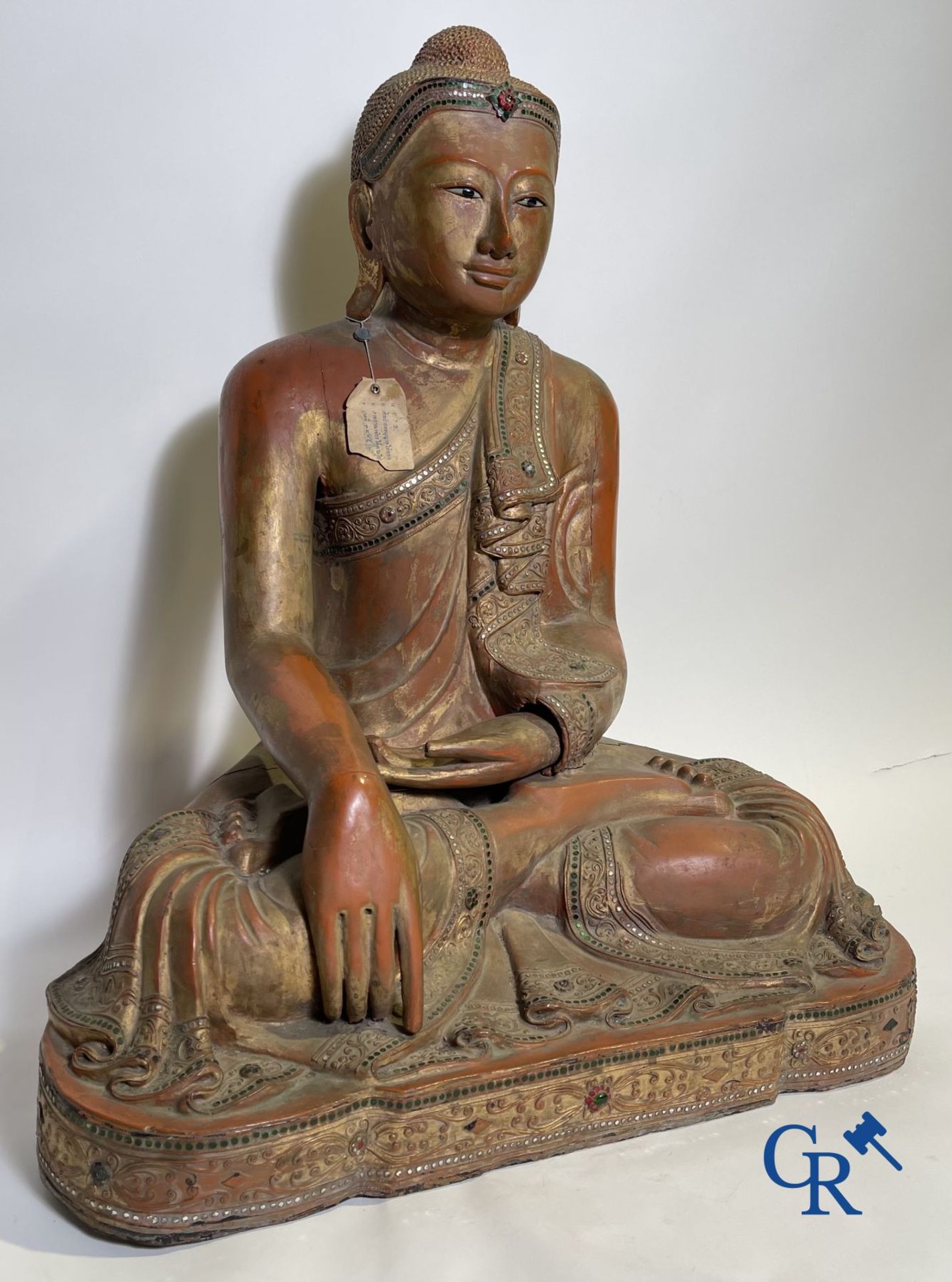 Imposing wooden lacquered Bouddha. Burma, 19th century. - Image 3 of 20