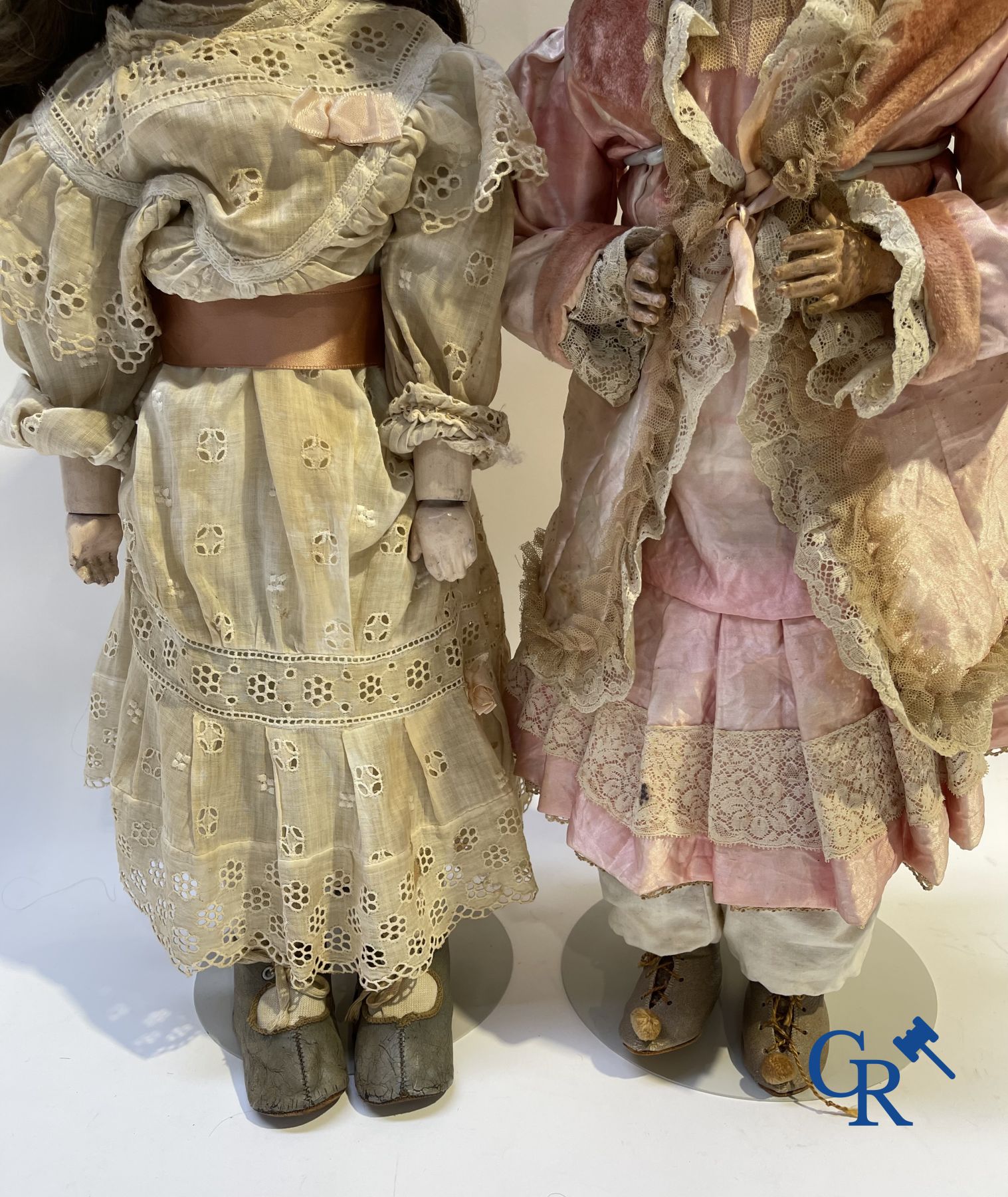 Toys: antique dolls: Beautiful lot of 2 dolls with porcelain head and a toy. - Image 8 of 14