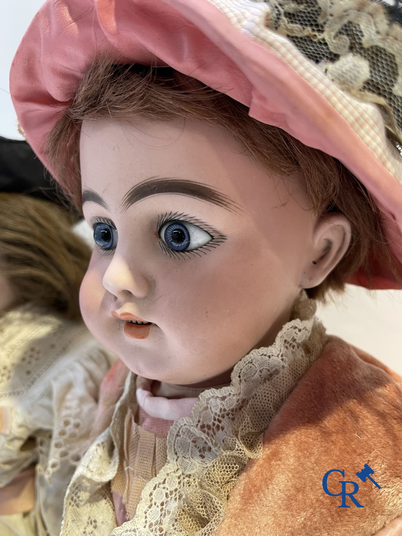 Toys: antique dolls: Beautiful lot of 2 dolls with porcelain head and a toy. - Image 4 of 14