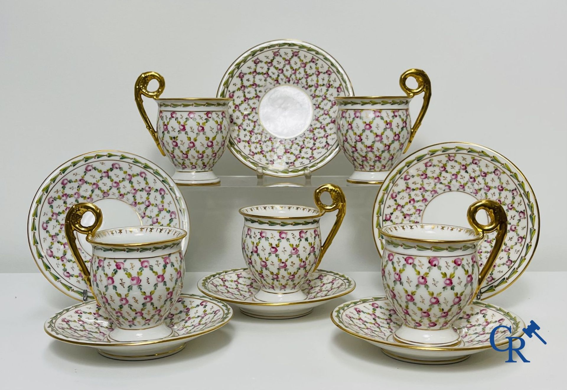 Porcelain: Sèvres: Lot consisting a vase, a lamp and part of a tea set. - Image 2 of 8