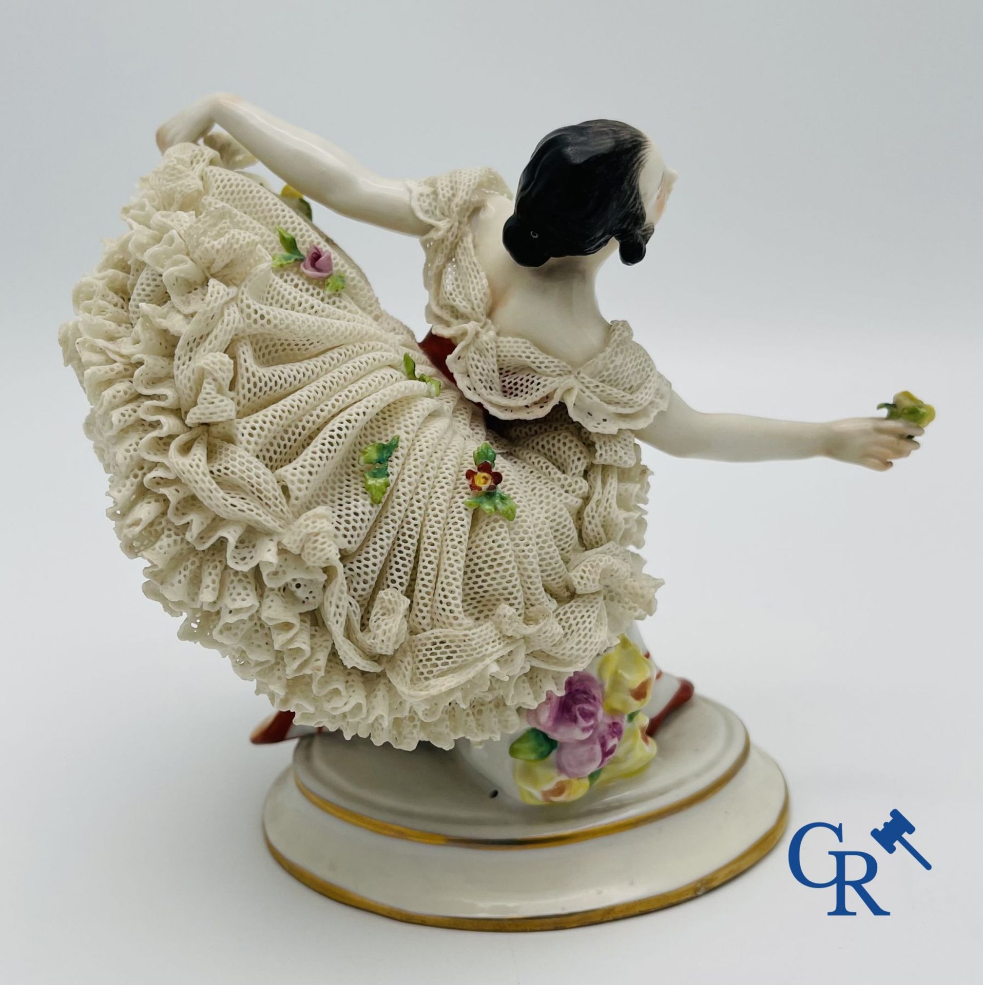 Volkstedt Rudolstadt: 3 dancers in fine porcelain, lace porcelain. - Bild 12 aus 20