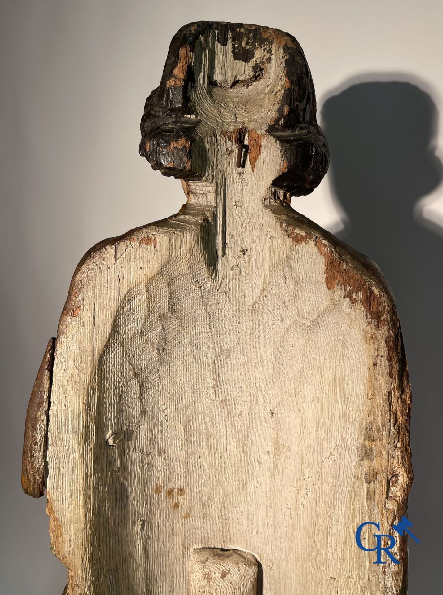 Wooden sculpture: Polychrome wood sculpture of a saint. Saint Stephen. Probably 17th century. - Bild 19 aus 26