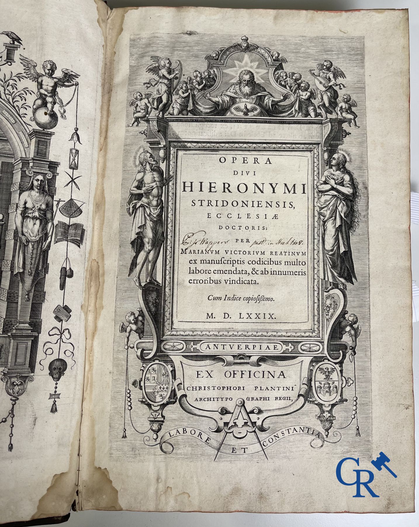 Early printed books: Les oeuvres de Saint Jerome, Mariani Victorij Reatini. Atelier Plantijn (1578-1 - Image 5 of 26