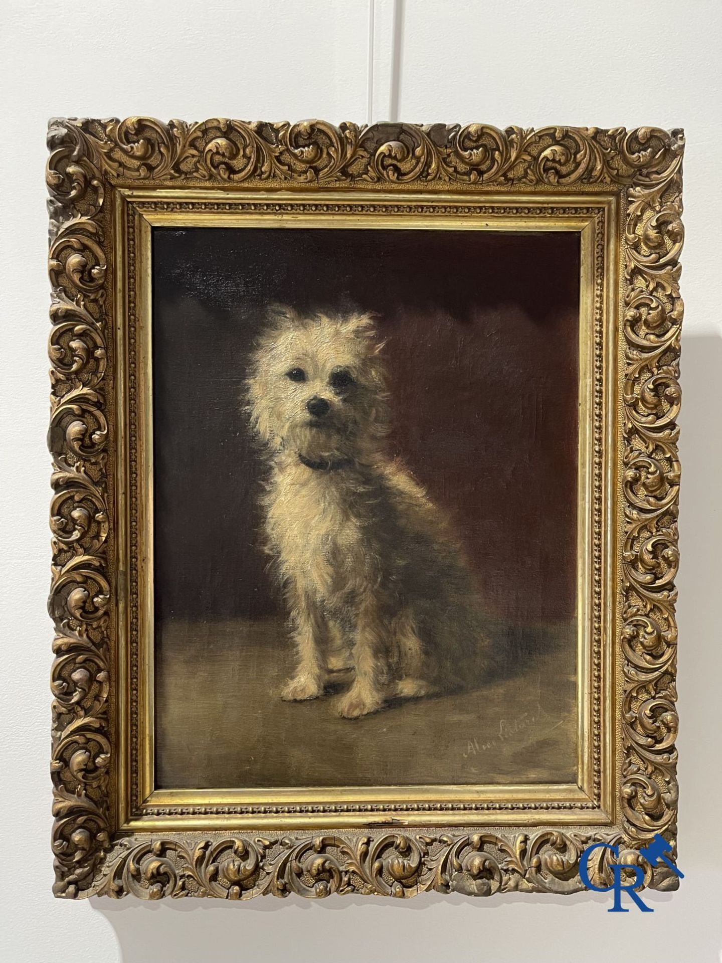 Painting: Alice Léotard, oil on canvas. Portrait of a dog. - Image 2 of 6