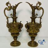 A pair of gilded bronze ewer vases. Napoleon III period.