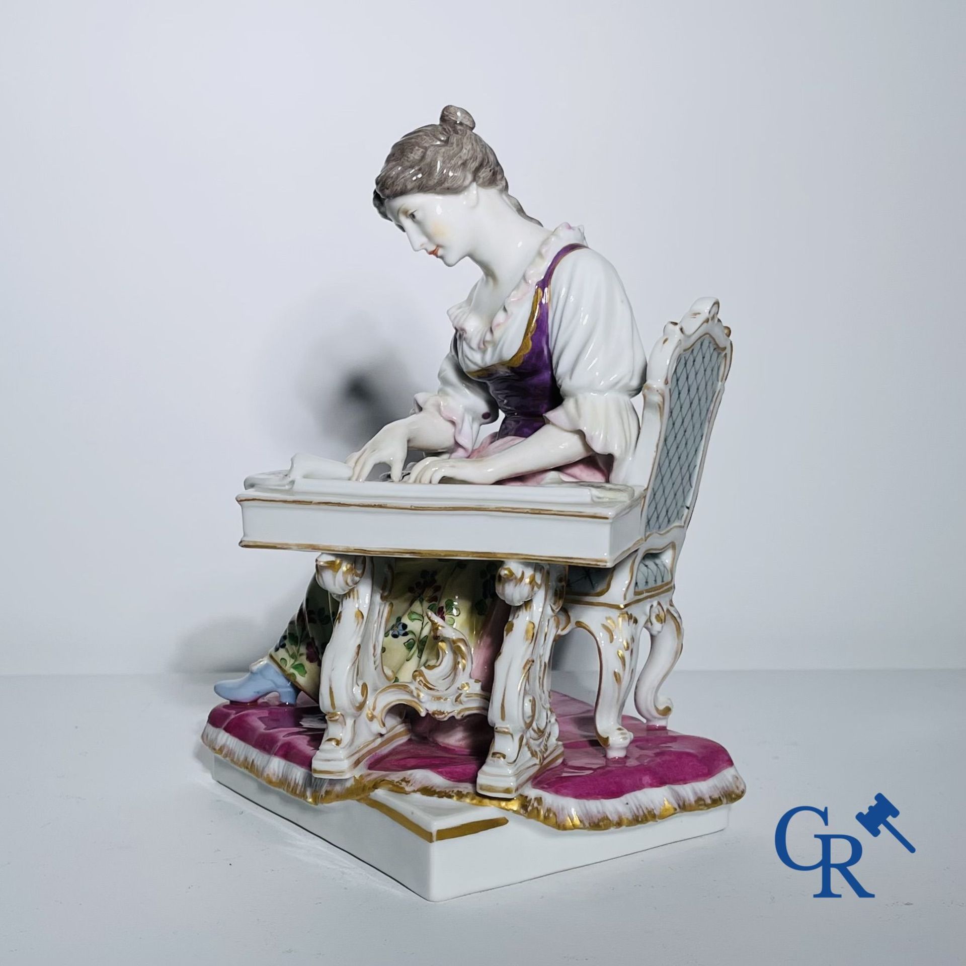 Porcelain: Dressel & Kister Passau: Lady on harpsichord. - Image 5 of 8