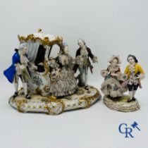 Volkstedt Rudolstadt: 2 Groups in German porcelain in dentelle. (lace porcelain) Marked.