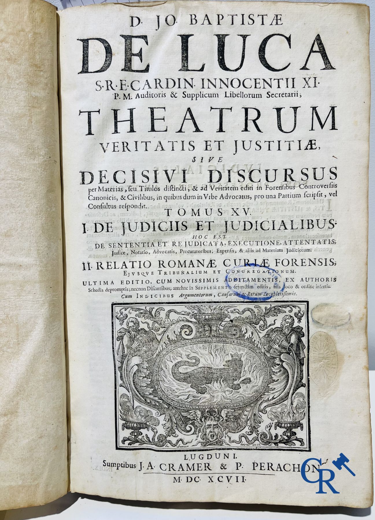 Early printed books: Giovanni Battista de Luca, Theatrum veritatis et justitiae. J.A. Cramer & Phili - Image 7 of 13