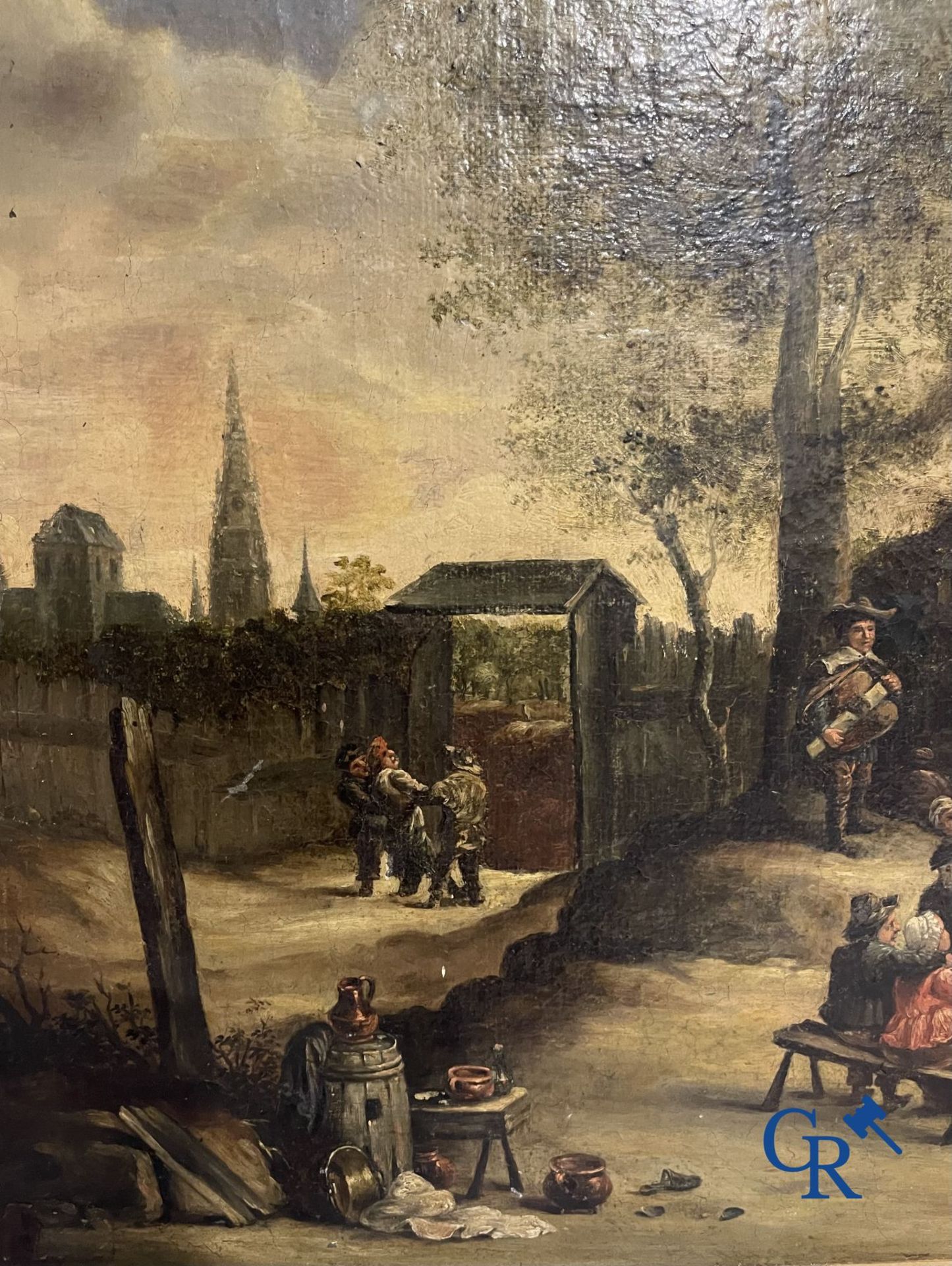 Paintings: 3 paintings after Teniers. oil on canvas. - Image 3 of 10