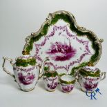 5-piece tableware so-called "egoist"  in multi-coloured decorated and raised decorated and gilded po