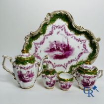 5-piece tableware so-called "egoist"  in multi-coloured decorated and raised decorated and gilded po
