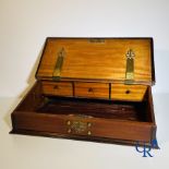 A large mahogany writing case with bronze fittings. Early 19th century.