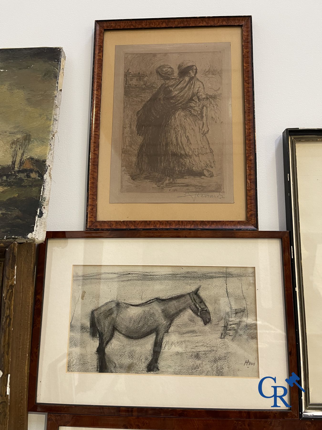 Large lot of various paintings, pen drawings, watercolours, charcoal drawings and others. - Image 8 of 20