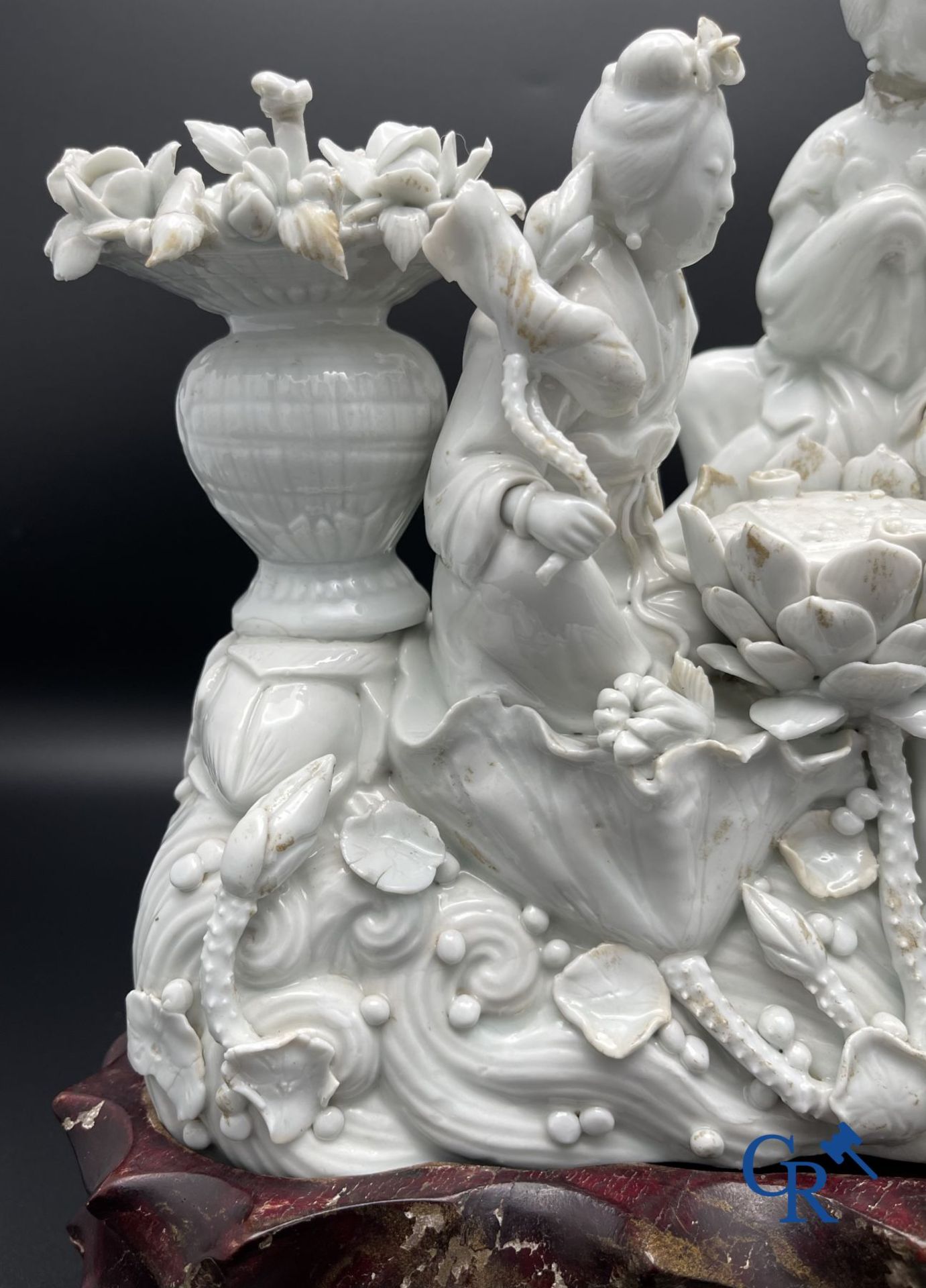 Chinese porcelain: A Buddhist lion and a group in blanc de Chine. - Image 6 of 28
