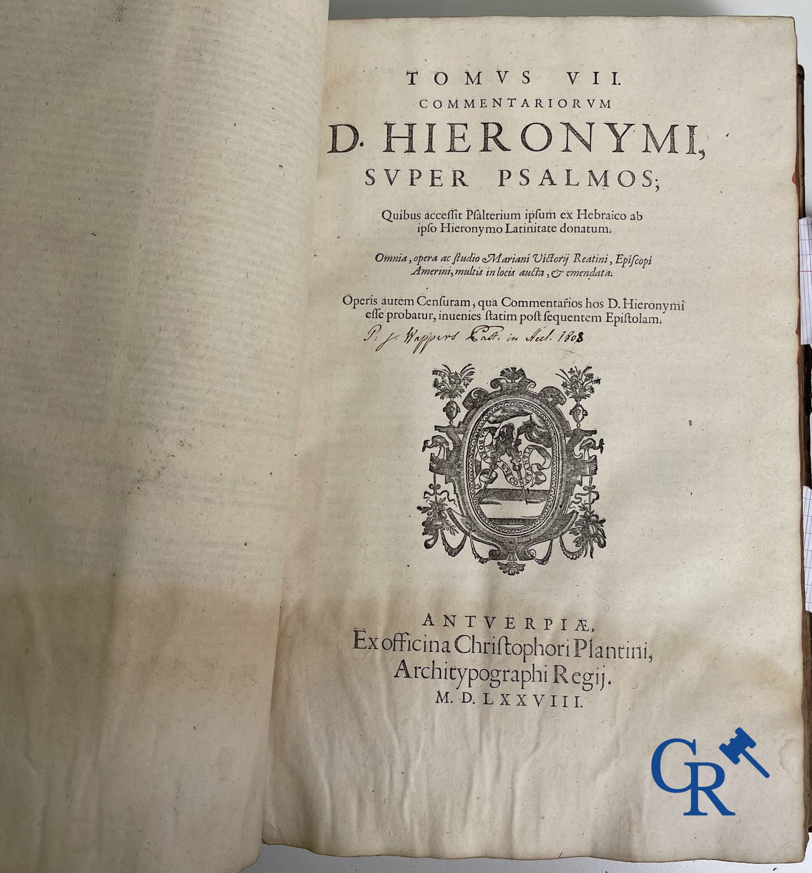Early printed books: Les oeuvres de Saint Jerome, Mariani Victorij Reatini. Atelier Plantijn (1578-1 - Image 21 of 26