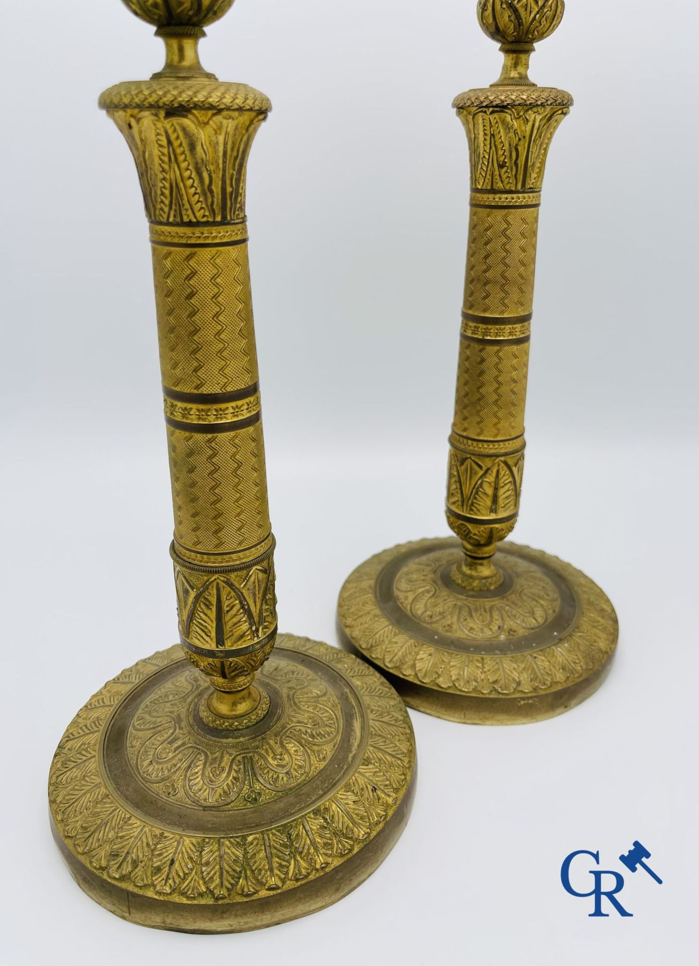 Pair of Charles X candlesticks in gilded bronze. - Image 4 of 7