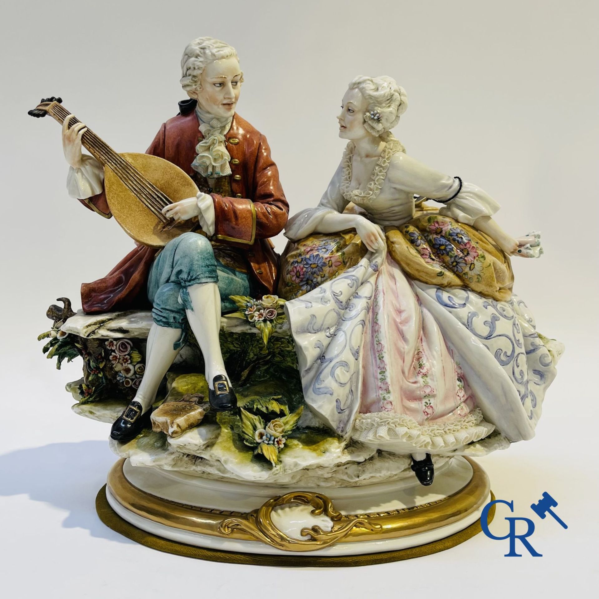 Porcelain: Capodimonte: Exceptional group in Italian porcelain with lace.