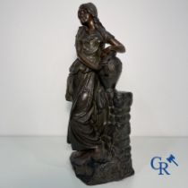 Edmond Lefever: (Ypres 1839-Schaarbeek 1911) "Rebecca" oriental bronze statue.