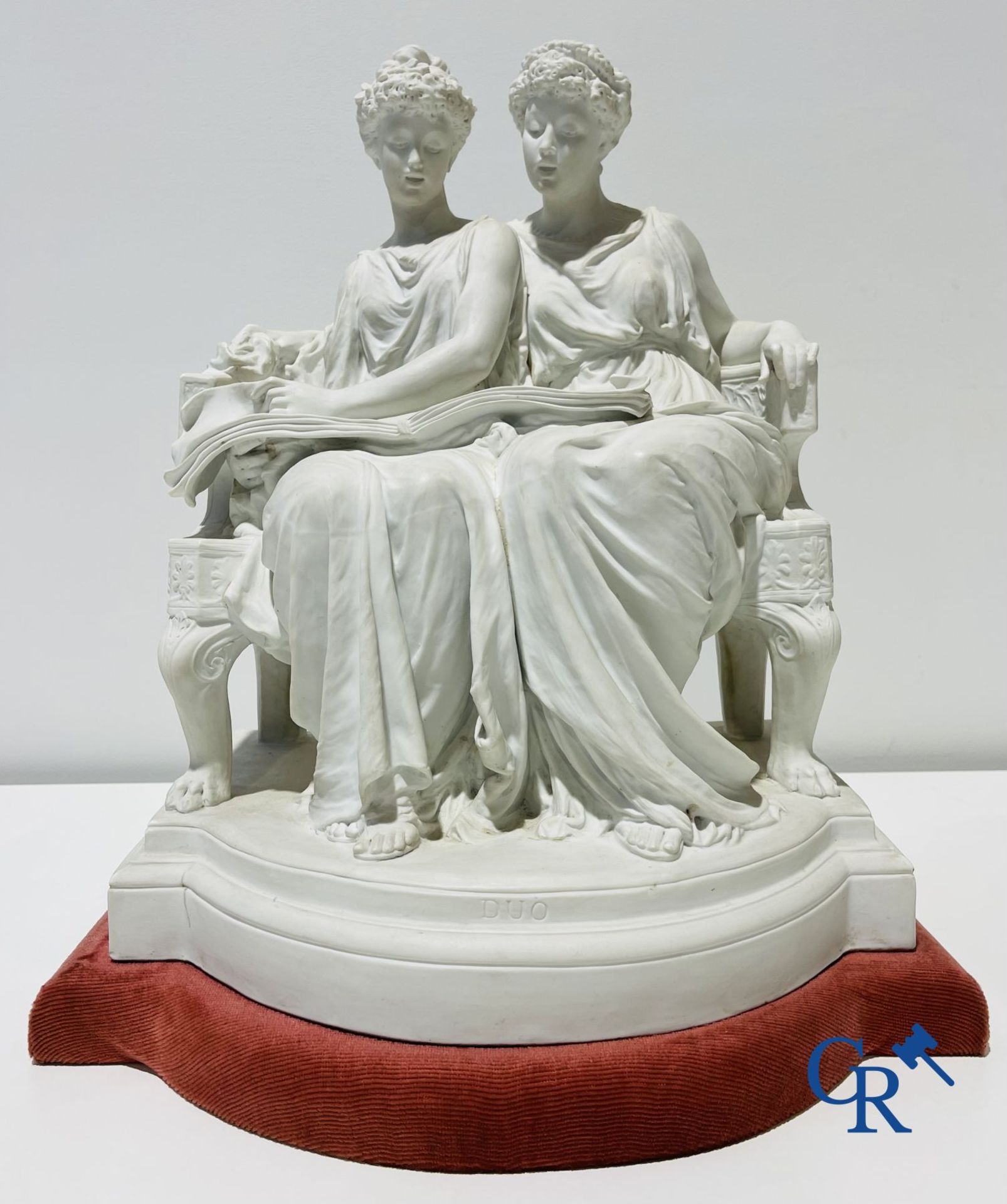 Edouard Lantéri  (1848-1917)  "Duo" Imposing statue in white biscuit in Neoclassical style on a matc - Bild 10 aus 16